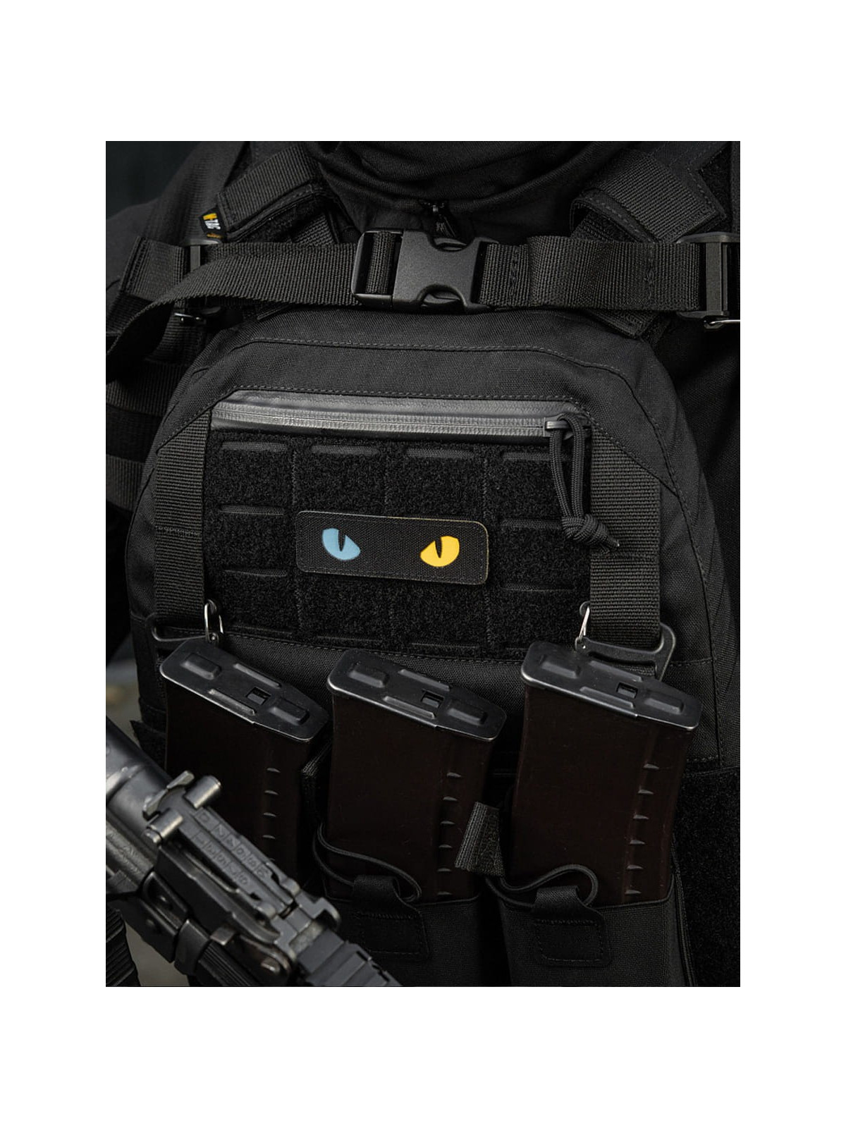 M-TAC Naszywka Kocie Oczy CAT EYES LASER Cut Czarno-żółto-niebieska Fluorescencyjna