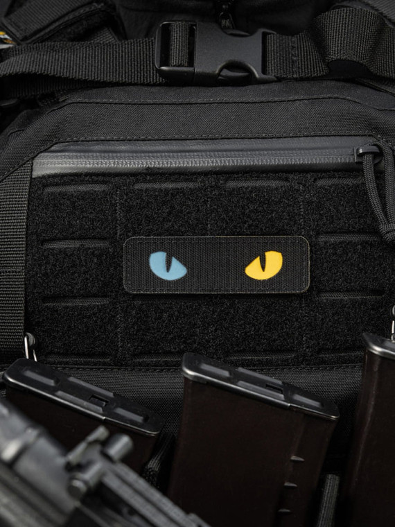 M-TAC Naszywka Kocie Oczy CAT EYES LASER Cut Czarno-żółto-niebieska Fluorescencyjna