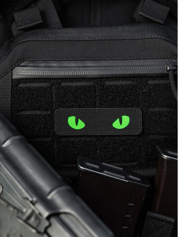 M-TAC Naszywka Kocie Oczy CAT EYES LASER Cut Czarno-zielona Fluorescencyjna