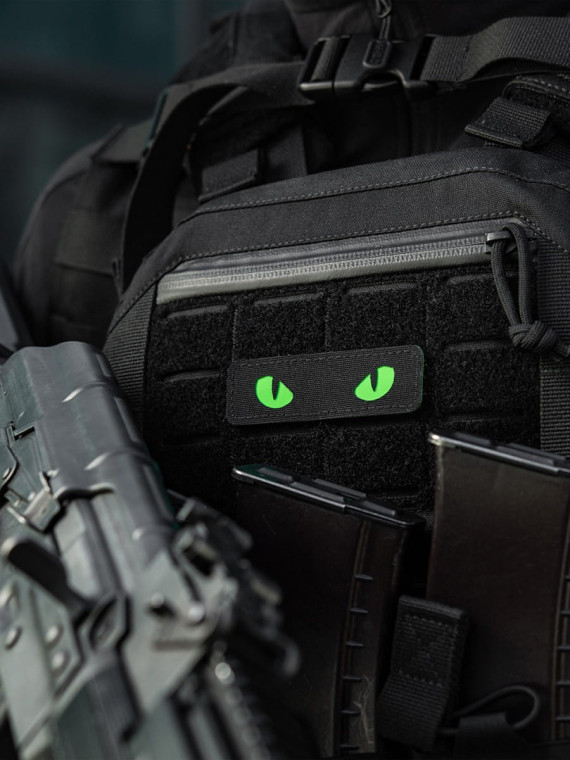 M-TAC Naszywka Kocie Oczy CAT EYES LASER Cut Czarno-zielona Fluorescencyjna
