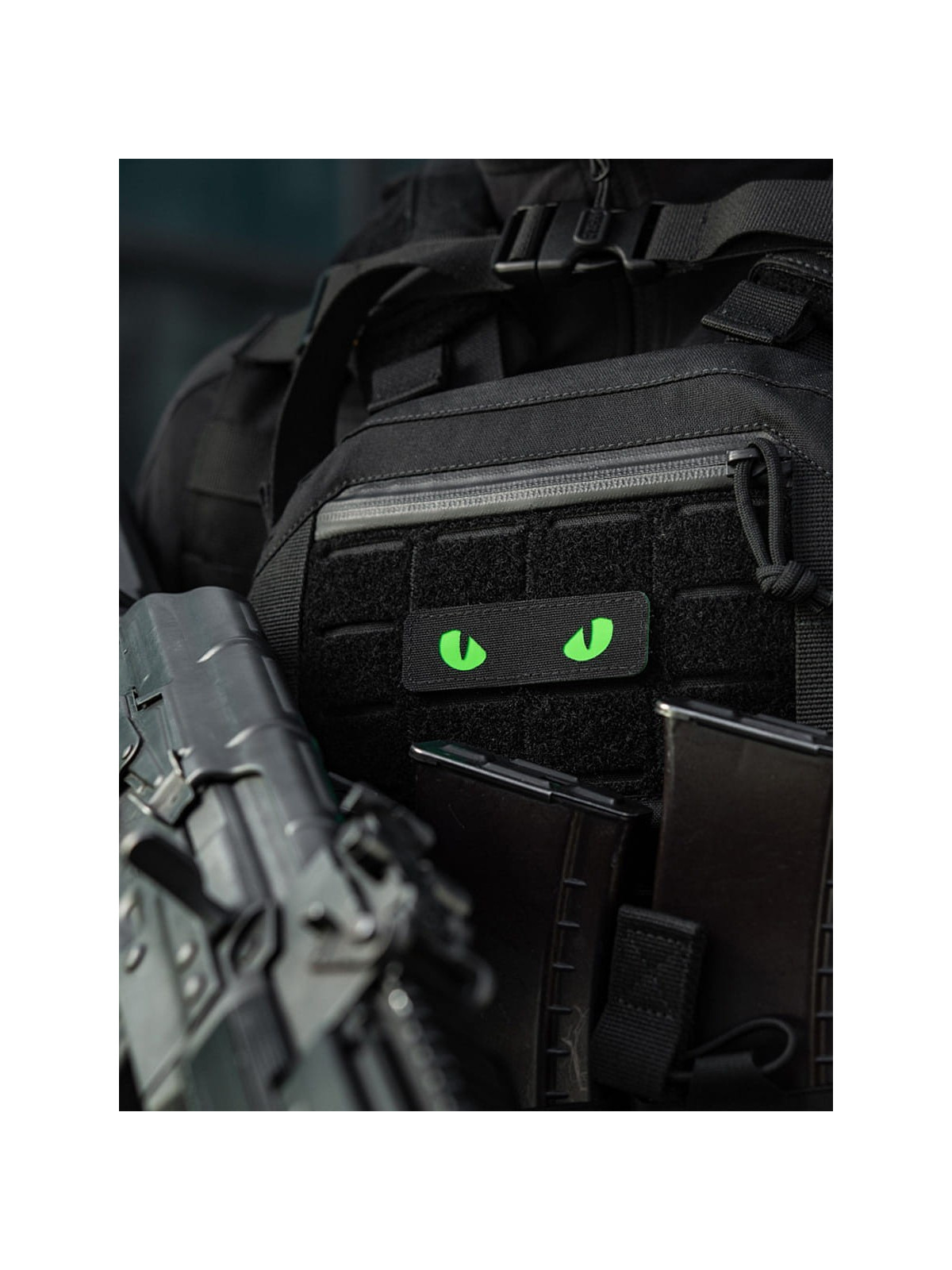 M-TAC Naszywka Kocie Oczy CAT EYES LASER Cut Czarno-zielona Fluorescencyjna