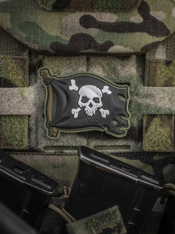 M-TAC Naszywka 3D Jolly Roger PVC Oliwkowo-czarna