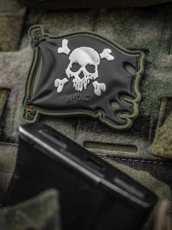 M-TAC Naszywka 3D Jolly Roger PVC Oliwkowo-czarna