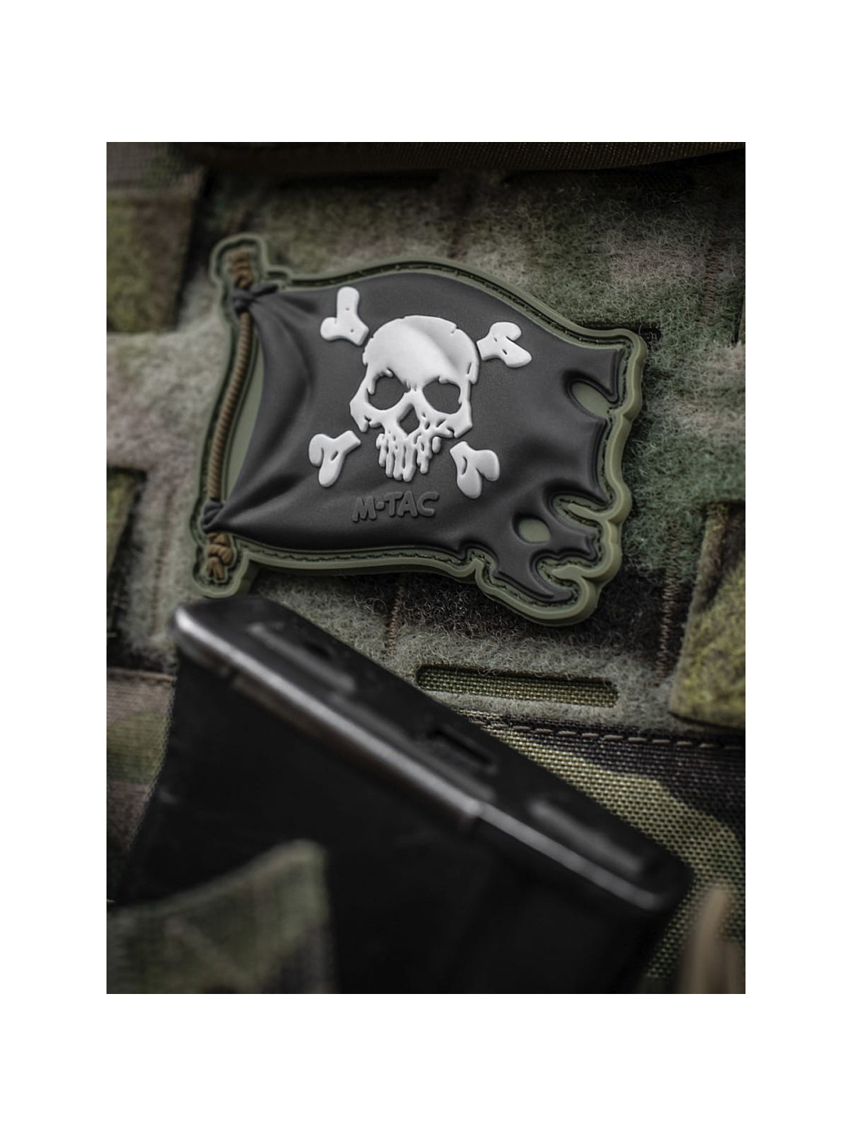 M-TAC Naszywka 3D Jolly Roger PVC Oliwkowo-czarna