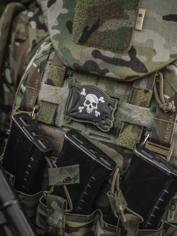 M-TAC Naszywka 3D Jolly Roger PVC Oliwkowo-czarna