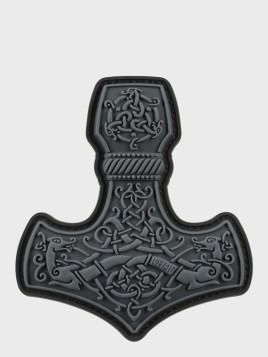 M-TAC NASZYWKA 3D MJÖLNIR MŁOT THORA DUŻA PVC SZARA