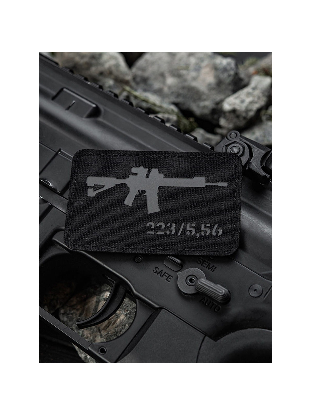 M-TAC naszywka emblemat ar-15 223/5,56 laser cut  czarno-szara