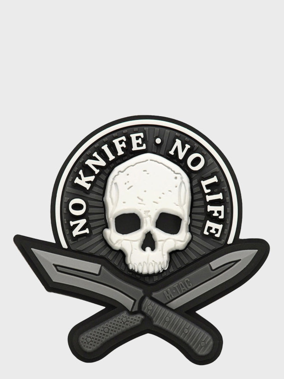 M-TAC Naszywka 3D No Knife No Life PVC Czarno-Biała