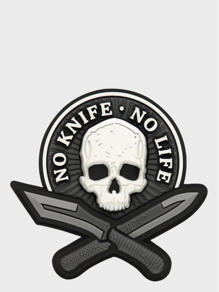 M-TAC Naszywka 3D No Knife No Life PVC Czarno-Biała