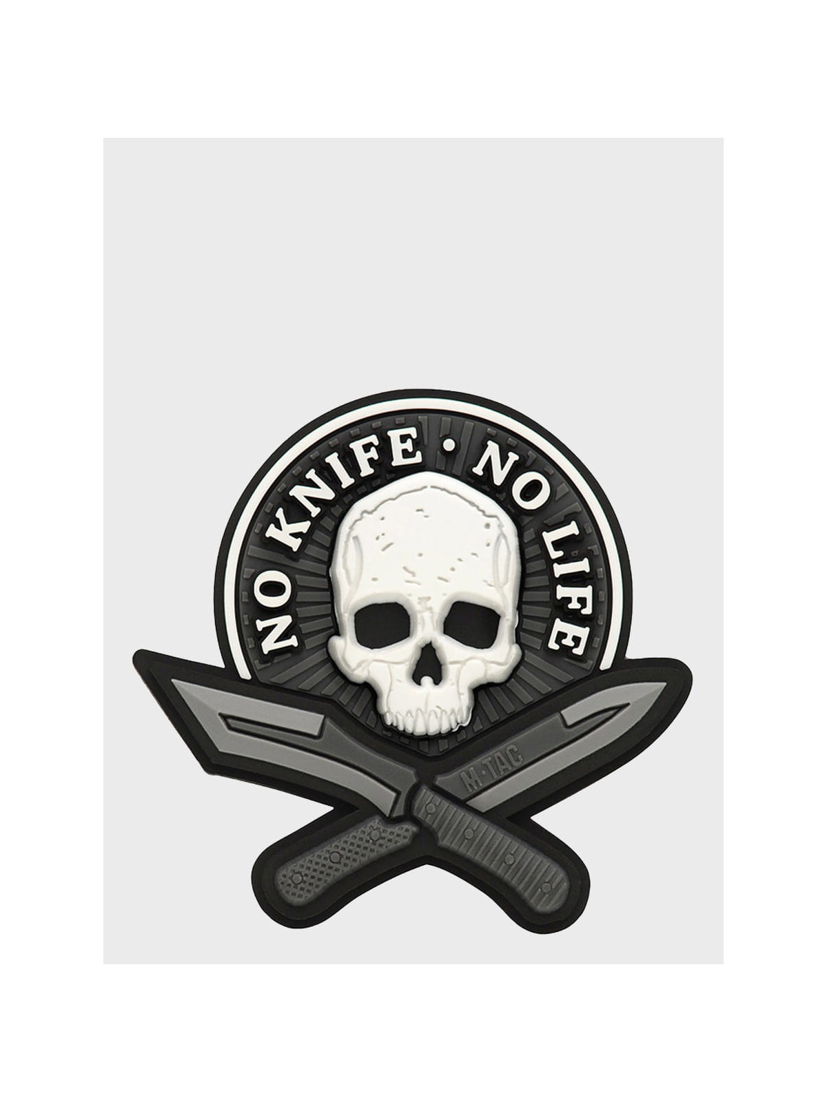 M-TAC Naszywka 3D No Knife No Life PVC Czarno-Biała