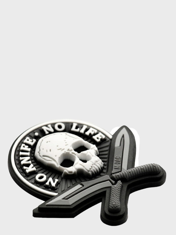 M-TAC Naszywka 3D No Knife No Life PVC Czarno-Biała