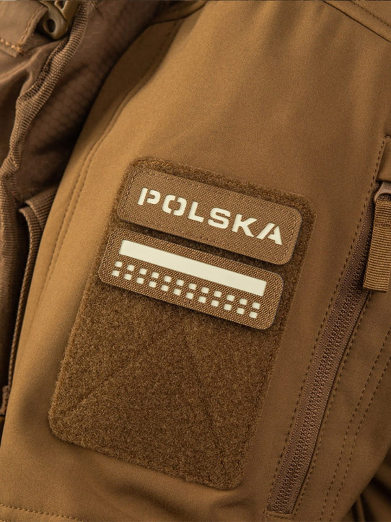M-TAC Naszywka Flaga Polska Mini Kwadraty Laser Cut 25x80mm Coyote-Fluorescencyjny