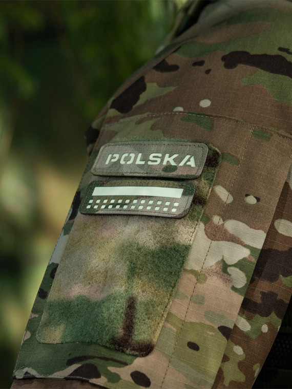 M-TAC Naszywka Flaga Polska Mini Kwadraty Laser Cut 25x80mm Zielona Fluorescencyjna