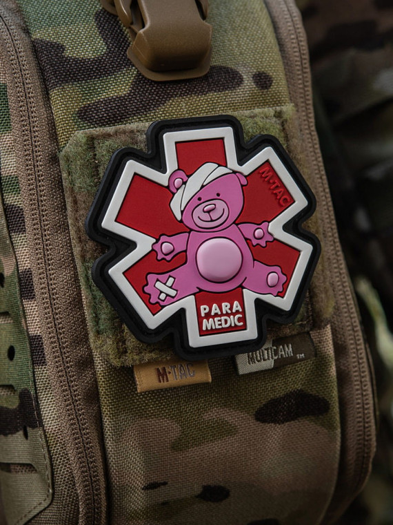M-TAC Naszywka 3D Paramedic Miś PVC Różowa