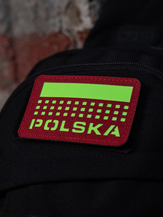 M-TAC Naszywka Polska Laser Cut Rzep 50x80mm Czerwona Fluorescencyjna
