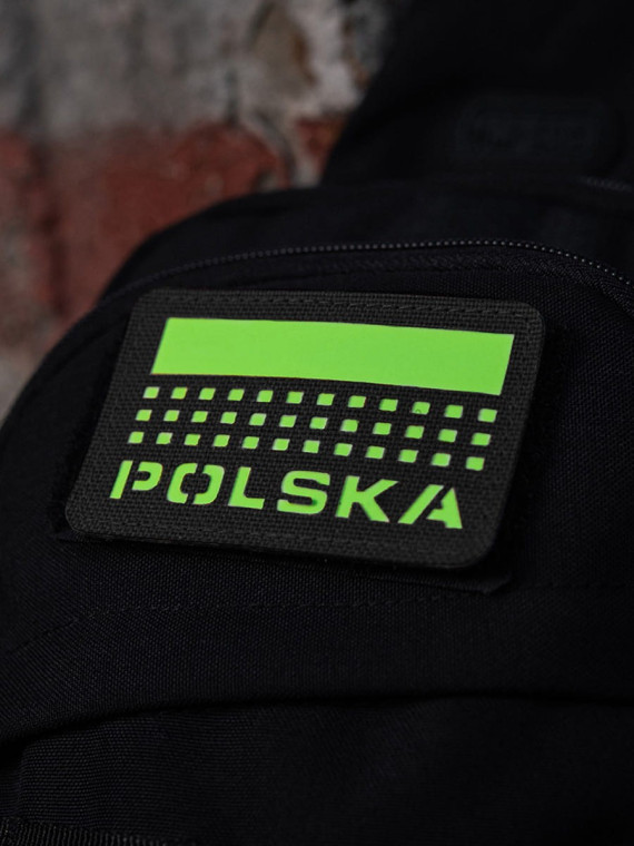 M-TAC Naszywka Polska Laser Cut Rzep 50x80mm Czarna Fluorescencyjna