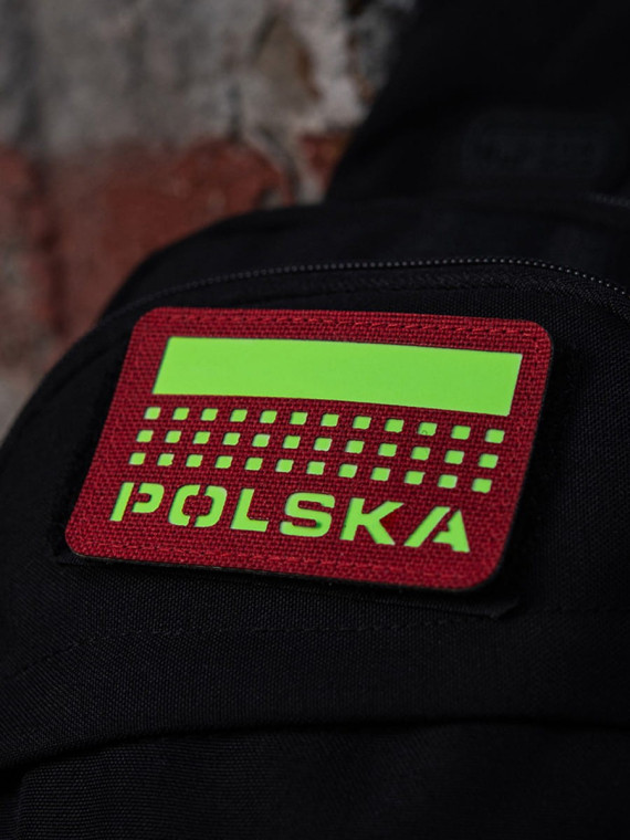 M-TAC Naszywka Poland Laser Cut Rzep 50x80mm Czerwona Fluorescencyjna