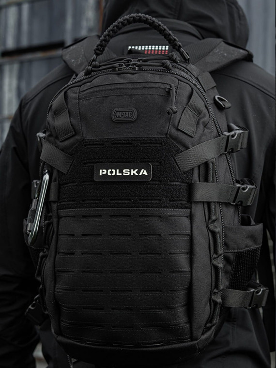 M-TAC Naszywka Polska Laser Cut Rzep 25x80mm Czarno-fluorescencyjna