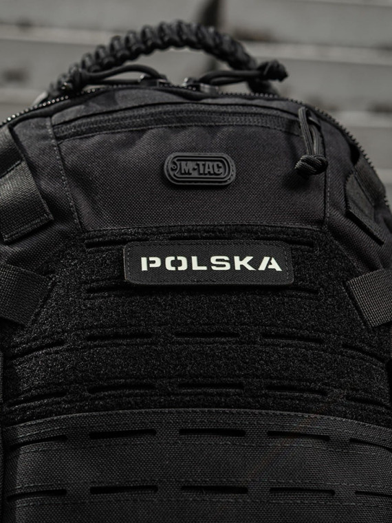 M-TAC Naszywka Polska Laser Cut Rzep 25x80mm Czarno-fluorescencyjna