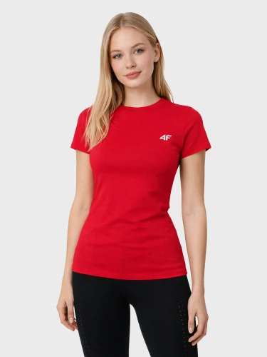 Koszulka damska sportowa SLIM TTSHF2771 bawełniana Czerwona