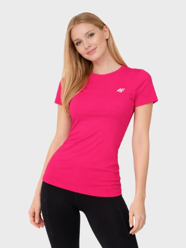 Koszulka damska sportowa SLIM TTSHF2771 bawełniana Różowa