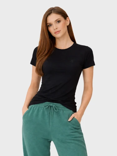 Koszulka damska sportowa SLIM TTSHF3306  Głęboki czarny