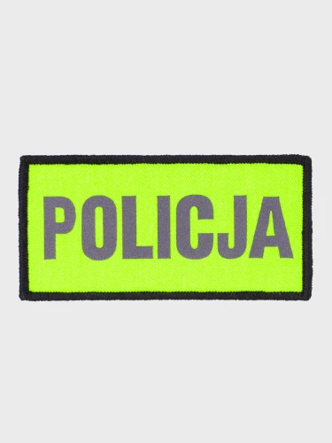 Naszywka Emblemat POLICJA 50x100mm ODBLASKOWA Rzep żółta