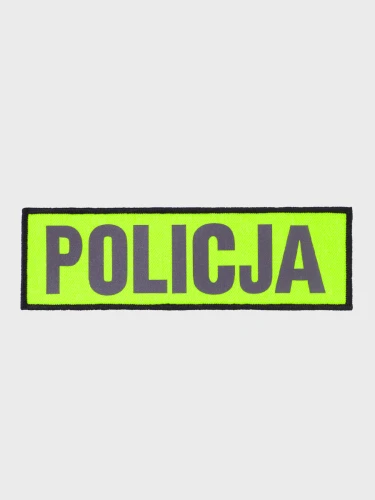 Naszywka Emblemat POLICJA 50x165mm ODBLASKOWA Rzep żółta