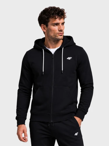 Bluza dresowa męska rozpinana z kapturem TSWSM3169 głęboki czarny