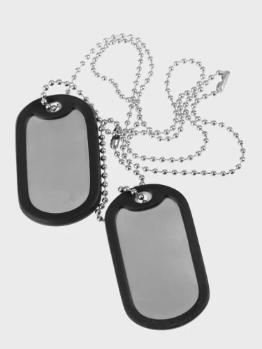 Nieśmiertelnik German Dog Tag replika niemieckiej armii Bundeswehr stalowy z gumkami