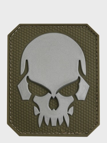 NASZYWKA 3D SKULL PVC 7,5 x 6 cm OLIWKOWY