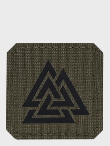 NASZYWKA Valknut Laser Cut 4,5 x 4,5 cm Oliwkowo-czarna