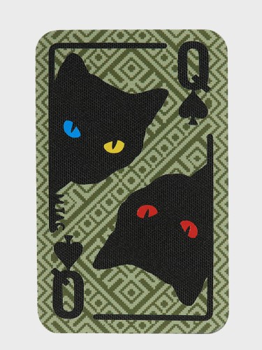 NASZYWKA KARTA QUEEN OF SPADES OLIWKOWY
