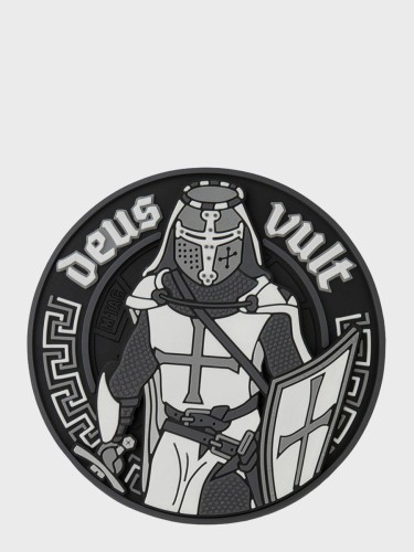 Naszywka 3d Deus Vult PVC Czarno-Biała