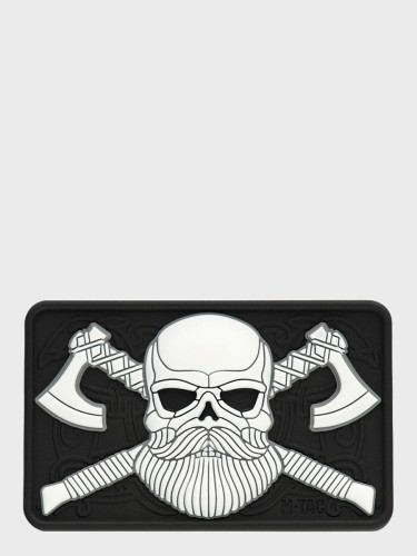 NASZYWKA BEARDED SKULL 3D PVC CZARNO-BIAŁA