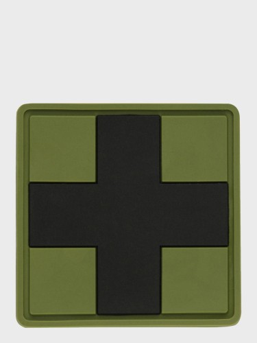 Naszywka 3D Medic Cross Square PVC Czarno-oliwkowa
