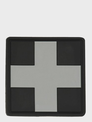 Naszywka 3D Medic Cross Square PVC Czarno-szara