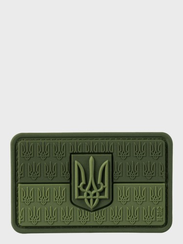 Naszywka 3D flaga Ukrainy z herbem PVC Rzep oliwkowa