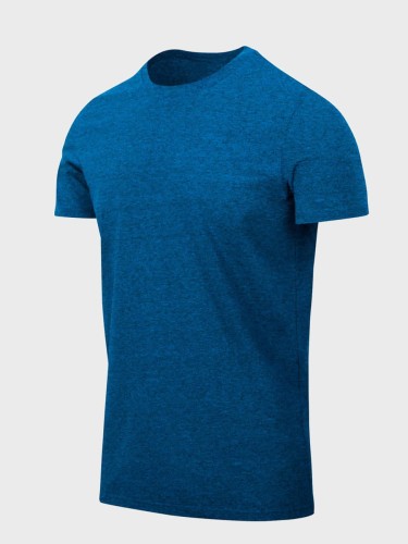 KOSZULKA SLIM T-SHIRT MELANŻ NIEBIESKI